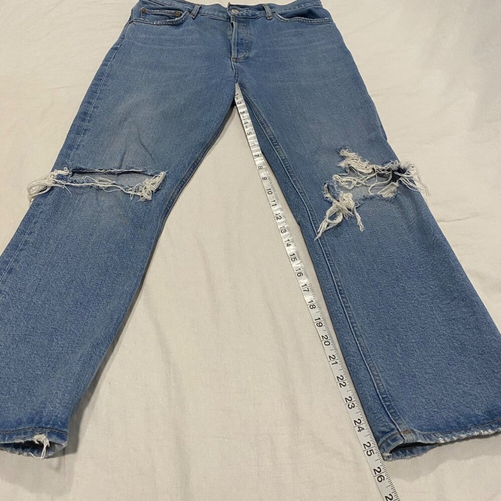 AGOLDE Riley Buttonfly High Rise Cropped Distressed‎ Jeans Size 29 - Picture 7 of 9